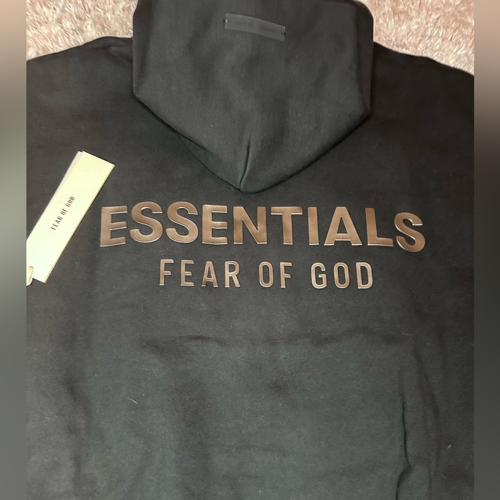 Fear of God Essentials Jet Black Hoodie size XS